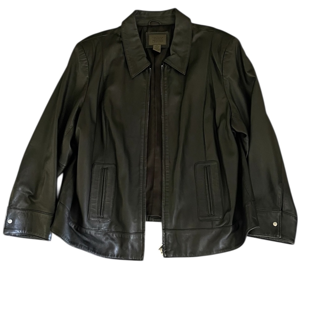 Uniform Woman John Paul Richard plus size black leather jacket